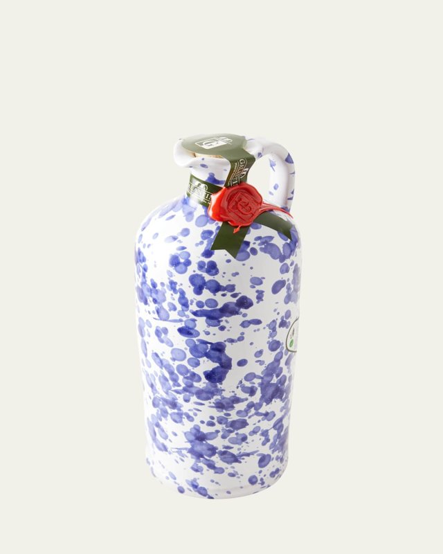 Extra Virgin Olive Oil in Ceramic Bottle, Cobalt Blue